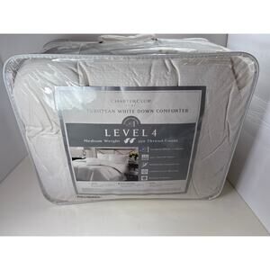 Charter Club Vail Goose Down Comforter White Stripe Baffle Box USA FULL QUEEN